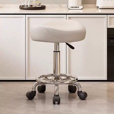 높은 의자 스툴 달린 바퀴 회전 바체어 캐셔 등받이 체어, B. 베이지 무소음 휠