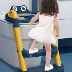 어린이 변기 사다리 발판 개구리 커버 보조시트 접이식 아기 높이조절 계단, - 핑크