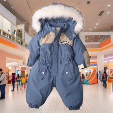 [스노우베이비] 아동 겨울 스키 점프슈트 유아 방수 방풍 패딩 우주복 보온 기모 안감 두꺼운 외출복 남여공용 눈놀이 실외복 신생아 아기 겨울 옷 실내 겸용 유아복