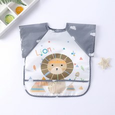 兒童罩衣 吃飯衣 寶寶畫畫衣 防水反穿衣 兒童圍兜, 獅子,均碼, 1個