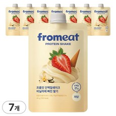 [속세맛 다이어트] 프롬잇 단백질 쉐이크 바닐라에빠진딸기맛 파우치 식사대용, 7개, 45g