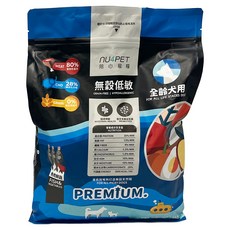 nu4PET 陪心寵糧 全齡犬 無穀低敏乾飼料, 2kg, 1袋, 魚肉鮮蔬