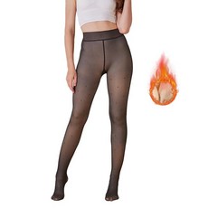 MINI 미니NAI 여성용 플리스 안감 타이츠 따뜻한 페이크 시어 팬티 스타킹 레깅스 반투명 하이 웨이스트 보온 두꺼운 겨울용 블랙 러브 스몰-미디엄