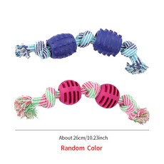 狗玩具雙結棉繩帶球磨牙耐咬潔齒 用品laiwc, 顏色隨機1個裝, 1個