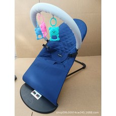 접이식 흔들 의자 침대 신생아침대 신생아, 다크 블루 다이아몬드+장난감 받침대 세