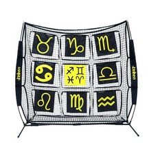 棒球網 打擊網 棒球壘球訓練網 便攜式訓練器 戶外款 折叠式 易安裝 7尺九宮格飛盤專業成人戶外飛盤球門練習網便攜團建兒, 1個, 網+架子+九宮格目標框