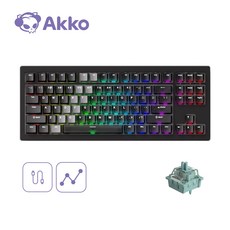 Akko 악코 5087 V3 HE 마그네틱 유무선 자석축 텐키리스 88키 키보드 RGB 백라이트 체리 프로파일 8000Hz 폴링 레이트 PBT 염료승화 키캡, AstroAim Magnetic Switches, Hybrid Black Transparent