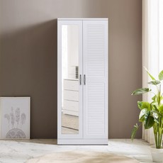 솜씨방가구 루바갤러리장롱 거울형 이불장, 화이트