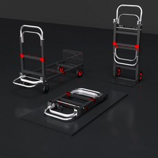 推車 多功能 手推拉車 折疊便攜 拖貨 拉桿車 搬運平板車 快遞物流 擺攤工具車, 紅色 升級款載重400斤, 1個