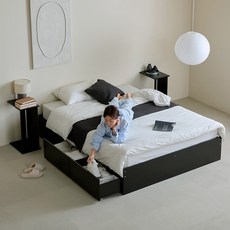 파로마 레이첼 무헤드 멀티빅서랍침대 슈퍼싱글 SS 본넬매트포함, 블랙