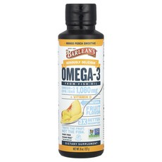 Barlean's Seriously Delicious 피쉬 오일 추출 오메가3 망고 피치 스무디 1080mg 227g (8oz), [해외직구] Barlean's 바린스 오메가-3 피쉬, 226g, 2개