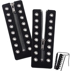 천연 가죽 지퍼 삽입물 신발 액세서리 슈 장식 부츠용 검정 15.9x5.5x0.2cm