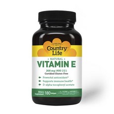 Country Life 維生素 E 400IU 軟膠囊, 1個, 180 件