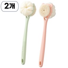호아인터 양면 2in1 바디브러쉬 샤워 등 브러쉬, 1세트, 2개입, 그린+핑크