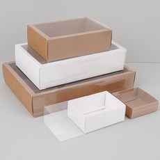 접이식 투명 슬라이드 선물박스, 혼합색상, 화이트 - 18x12