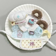 台灣出貨 娃衣 棉花娃娃衣服 10cm可愛海星體薄巧味小熊廚房棉花娃娃娃衣玩偶掛件掛飾, 1個, 10厘米娃衣（4點）