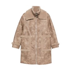 자케 인조 레더 집업 코트