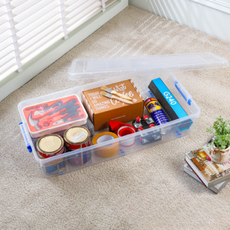 聯府 K017 西式掀蓋整理箱 35L 收納箱 衣櫥 衣櫃 掀蓋滑輪 台灣製, 1個, 單一選項, 透明