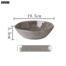 DFMEI 復古陶瓷餐具窯變盤子 酒店自助餐水果盤西餐牛排盤 異形小碗圓盤, 1個, 復古石紋-8英寸碗