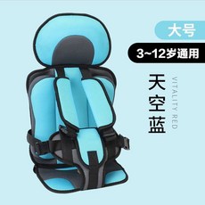 兒童安全座椅寶寶便攜式汽車電動四輪車坐墊簡易三輪車通用坐墊, 天空藍【3歲-12歲】大號, 1個
