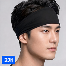 땀흡수 러닝 운동 스포츠 헤어밴드, 2개, 딥블랙 2개, 딥블랙