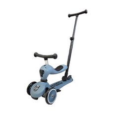 SCOOT AND RIDE 兒童三輪滑步車，可調節座椅高度，輕巧便攜，安全穩定, 岩石藍, 1個, 25cm