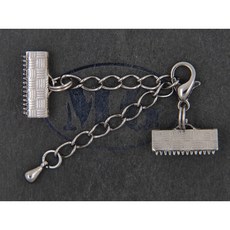 沐錦飾品材料DIY 項鏈頭扣組合 10MM合金龍蝦扣 延長鏈 銅平面夾13MM @30入, 1個, (黑鎳)30入/瓶