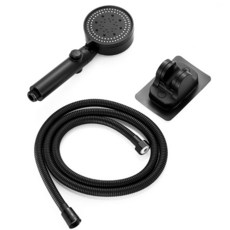 廁所清潔淋浴金屬軟管 2m 套裝, 1套, Black