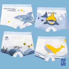 와이비비 남아 아이스실크 쿨 메쉬 상어 고래 드로즈 사각 팬티 4종세트