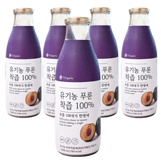 유기농 푸룬주스 물섞이지않은 NFC 100% 착즙원액, 5개, 1L