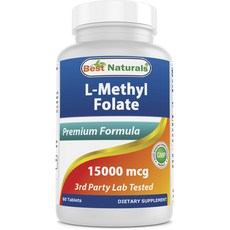 Best Naturals L-甲基葉酸錠 15000mcg, 60顆, 1罐