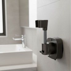 다위드 360도 각도조절 샤워기 거치대 무타공 샤워기 헤드 걸이, 블랙