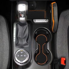 아우보오 먼지 방지 컵 홀더 인서트 라이너 포드 브롱코 호환 액세서리 2021 2022 2023 2024 적합 도어 센터 콘솔 내부 매트 13개 세트 자동 변속기 사이버 오렌지, 사이버 오렌지_4도어