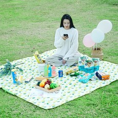 DFMEI 摺疊牛津布野餐墊防潮加厚定製防水格子戶外野餐地墊防潮墊露營墊, 黃色格子