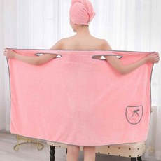 초간편 착용 샤워가운 터번 세트 목욕용품 샤워목욕가운 수면 샤워타올, 1개, 2-3초가운-핑크