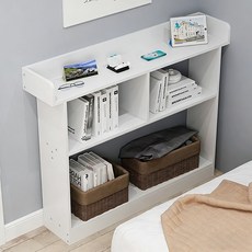 침대옆 책꽂이 길쭉한 협탁 틈새 수납장 벽쪽 선반 수납 선반, 1개, 흰색 100x20x95