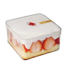 투명 정사각 티라미수 보틀케이크 용기 플라스틱, 12개