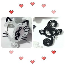 台灣爆款 掛鉤 登山扣 掛件 小紅書同款黑白音符登山扣可愛貓耳朵包包掛學生鑰匙扣閨蜜掛飾, 1個, 黑色音符+貓耳音符