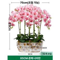 화분 꽃 장식품 호접란대형조화 취임난 개업축하 가짜 난초 꽃 인공, 쉘 화분 봄매화