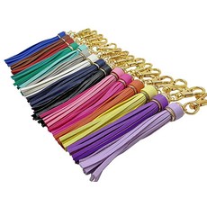 PAMIR TONG 15.9cm(5.9인치) 15피스 PU 가죽 태슬 황금 금속 캡 랍스터 회전 키체인 태슬 핸드백 휴대폰 자동차 키 주얼리 DIY 공예 주얼리 제작 GD189