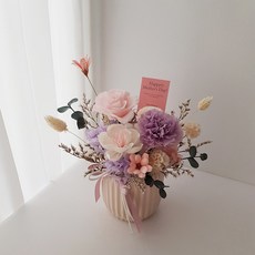 永生花乾燥花康乃馨永生盆花，開幕升遷居家裝飾送禮盆栽, 紫粉