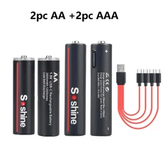 Soshine USB 리튬 600mWh 1.5V AAA 배터리 3500mWh AA 충전지 이온