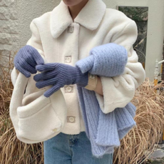 [#하객룩#자체제작#가방세트]캐주얼 여성 카라 퍼 숏자켓