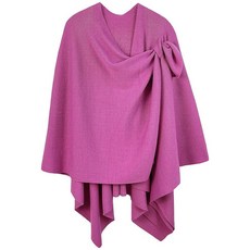 MIRMARU 여성용 크로스 프론트 판초 스웨터 랩 토퍼 니트 카디건 숄 케이프 가을 겨울용 레드 142020, 핑크