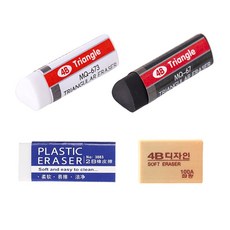 Triangle 4B橡皮擦，柔軟易擦拭，學生辦公必備, 4B－黃, 1個