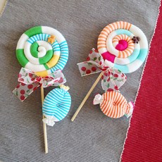 롤리팝 막대 사탕 쁘띠사탕 2개세트, 스카이and오렌지and핫핑크, 1개