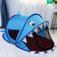 帳篷室內遊戲屋 摺疊戶外睡覺防蚊帳 老虎恐龍造型, 1個, 鯊魚,單帳篷+【+收納袋】