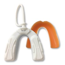 NORDITION 空手道 運動牙套 曲棍球護牙套 成人雙層(送收納盒) 附牙套繩 台灣製 護齒 護牙 熱塑 合齒型 跆拳 橄欖球拳擊, 白橘色, 1套裝