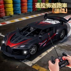 兒童rc遙控賽車特技漂移旋轉電動玩具男孩跟隨充電款遙控小汽車, 1個, LDY1黑紅遙控怖迦跑車