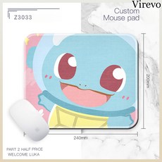 잠금 없는 포켓몬 마우스 패드 정사각형 도달 가능한 오리 작은 불꽃 드래곤 일본 귀여운 만화 손목 보호대 접착 패드 컴퓨터, 240x200mm-3mm, Z3033-꼬부기